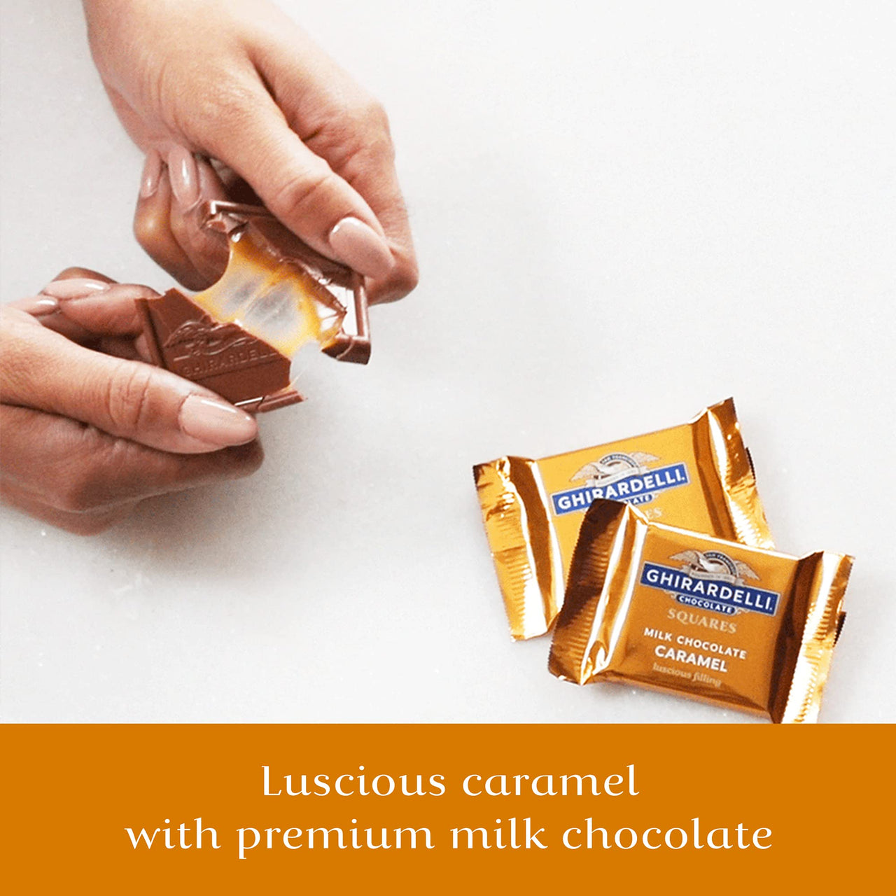 Ghirardelli Chocolate Squares, Milk Chocolate with Caramel Filling, Individually Wrapped, For Gifts And Special Occasions, Bulk Pack Of 2 Pounds