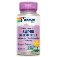 Thumbnail for Solaray Super Rhodiola 500mg - Rhodiola Rosea Root Extract Supplement, Adaptogenic Herb Support for Focus, Stress, and Energy, Vegan Pills, Non-GMO - 60 Vegetarian Capsules