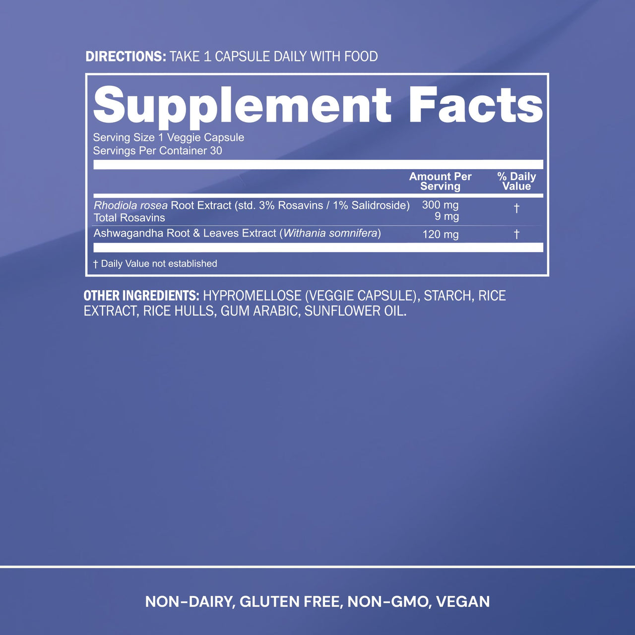 Blueprint Bryan Johnson Ashwagandha & Rhodiola Supplement – 120mg Ashwagandha + Rhodiola Root – Daily Adaptogen Capsules for Stress Support, Mood Balance, Energy & Focus – 30 Vegan Capsules