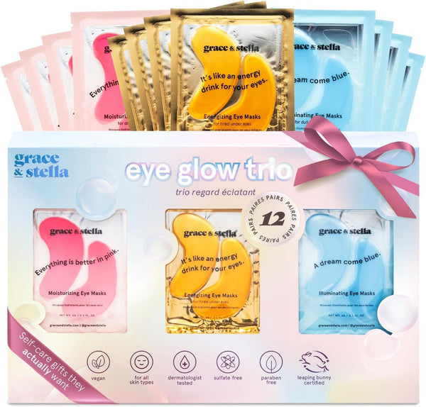 grace & stella Under Eye Patches (12 pairs) Eye Masks for Puffy Eyes and Dark Circles - Gifts for Her, Bridesmaids, Birthdays, Bachelorette Party, Self Care Gifts for Women - Vegan Cruelty-Free
