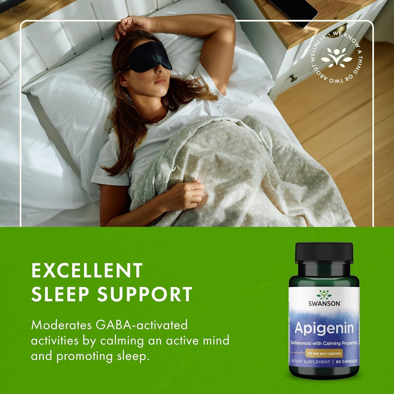 Swanson Apigenin - Bioflavonoid Supplement that Offers Stress & Sleep Support, Aids Cellular Health & May Support Men's Health* - 90 Capsules
