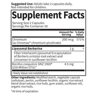 Thumbnail for Garden of Life Liposomal Berberine and Chromium Picolinate for Already Healthy Blood Sugar, Glucose Metabolism and Cholesterol with Probiotics for Easy Digestion, Non GMO, Gluten Free, 30 Servings