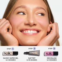 Thumbnail for Saie Glowy Super Gel Lightweight Illuminator, Starglow Duo - Luminizer for Glowing Skin, Wear Alone or Under Makeup - Includes Full Size (1 fl oz) + Mini (0.5 fl oz)