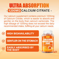 Thumbnail for Calcium 1200 mg with Vitamin D3 Gummies for Adults - Calcium Citrate with Vitamin D3 K2, Magnesium, Zinc, Boron, Copper and Ashwagandha - Extra Absorption Calcium Supplement for Women Men