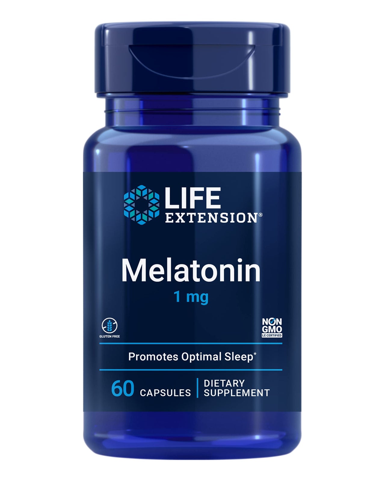 Life Extension Melatonin 1 mg - for Restful Night, Hormone Balance, and Immune Health - Immediate Release - Gluten-Free, Non-GMO - 60 Capsules