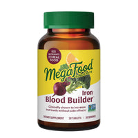 Thumbnail for MegaFood Blood Builder Iron Supplement for Women & Men - Increase Iron Levels Without Side Effects - Combats Fatigue - with Vitamin B12, Folic Acid & Vitamin C for Absorption - Vegan - 30 Tablets