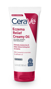 Thumbnail for CeraVe Eczema Relief Creamy Body Oil, Eczema Calming Cream With Colloidal Oatmeal & Safflower Oil For Dry Skin & Itchy Skin Relief, Steroid Free & Paraben Free, 3.4 Ounce
