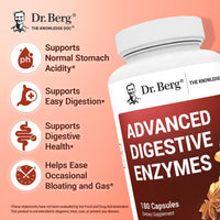 Thumbnail for Dr. Berg Advanced Digestive Enzymes with Apple Cider Vinegar - Includes Digestive Health Ingredients Like Betaine Hydrochloride (HCI), Ginger Root & Peppermint Leaf - 180 Capsules