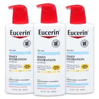 Thumbnail for Eucerin Daily Hydration Lotion With Spf 15 - Broad Spectrum Body Lotion For Dry Skin - 16.9 Fl. Oz. Pump Bottle (Pack Of 3)