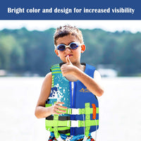 Thumbnail for MoKo Swimming Vest for Kids 46-77 lbs, Clearance Children Swim Vests Water Activity Equipment Cute Pattern Watersports Swimming Device for Toddlers Boys Girls, L Size - Indigo