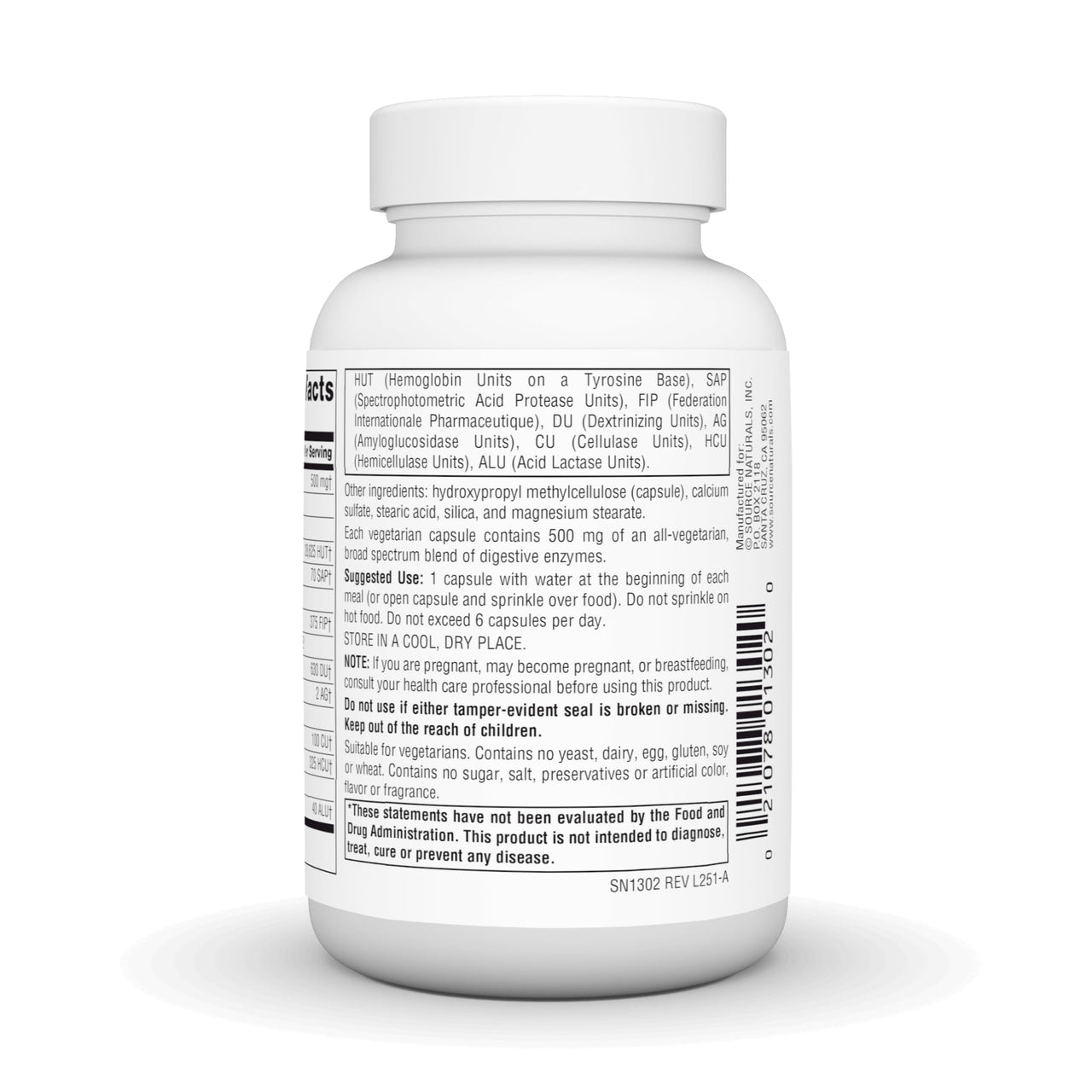 Source Naturals Essential Enzymes 500mg Bio-Aligned Multiple Enzyme Supplement Herbal Defense for Digestion, Gas, Constipation & Bloating Relief - Supports Immune System* - 120 Vegetarian Capsules