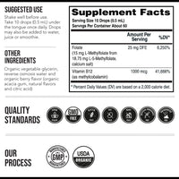 Thumbnail for L Methyl Folate 15mg Plus Methyl B12 Cofactor – Organic Berry Flavor, High Potency Liquid Sublingual Active 5-MTHF Form - Supports Mood, Methylation, Cognition – Bioactive Forms Vitamin B9 & B12 (1oz)