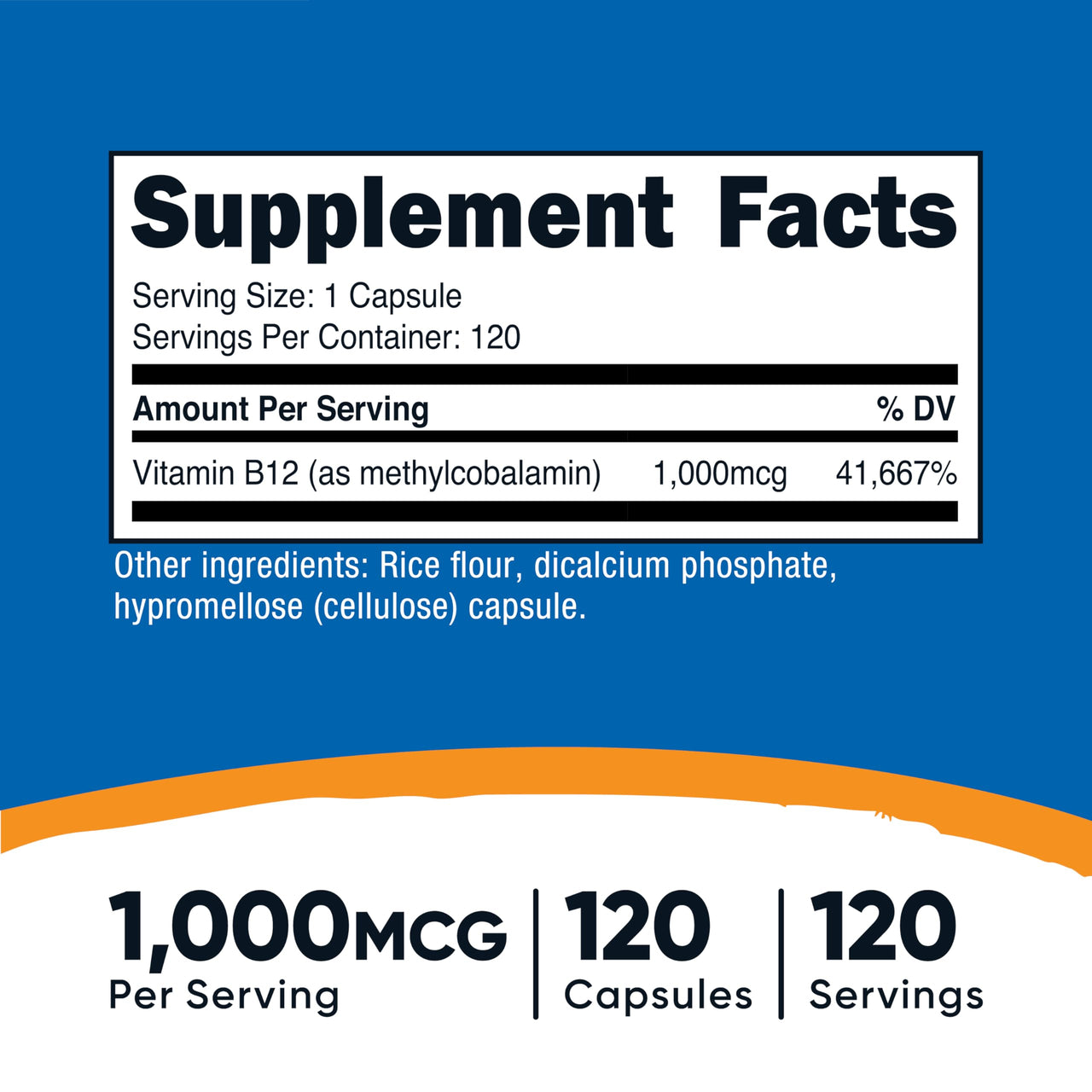 Nutricost Vitamin B12 (Methylcobalamin) 1000mcg, 120 Capsules - Vegetarian, Non-GMO & Gluten Free B12 Supplement