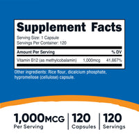 Thumbnail for Nutricost Vitamin B12 (Methylcobalamin) 1000mcg, 120 Capsules - Vegetarian, Non-GMO & Gluten Free B12 Supplement