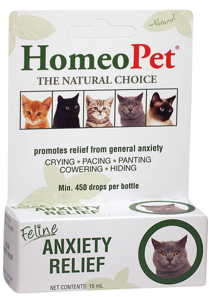 HomeoPet Feline Anxiety Relief, Natural Stress and Anxiety Support, Anxiety Supplement for Cats, 15 Milliliters