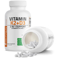 Thumbnail for Bronson Vitamin K2 (MK7) with D3 Supplement Non-GMO Formula 5000 IU Vitamin D3 & 90 mcg K2 MK-7 Easy to Swallow D & K Complex, 250 Capsules