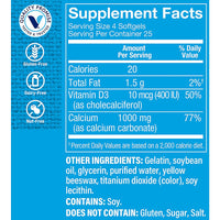 Thumbnail for The Vitamin Shoppe Calcium 1,000MG - Bone Strength, Teeth Health & Muscle Function Support, Daily Mineral (100 Softgels)