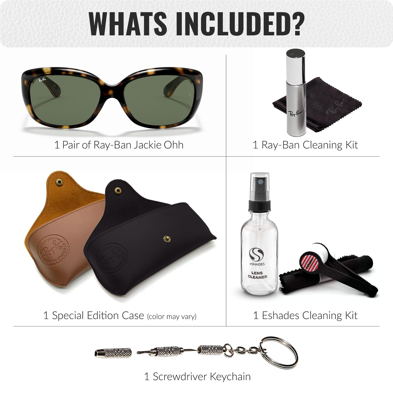Ray-Ban RB4101 Jackie Ohh Butterfly Shape Sunglasses With Eyewear Kit Bundle - High Bridge Fit - Ideal Formal and Casual Eyewear - Beach Sunglasses
