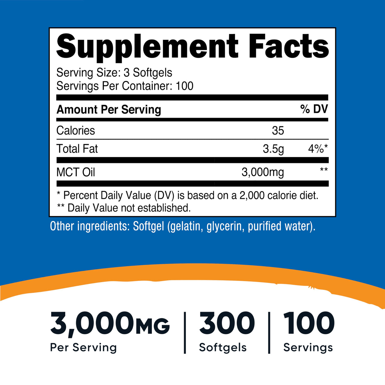 Nutricost MCT Oil Softgels 1000mg, 300 SFG (3,000mg Serv) - Great for Keto, Ketosis, and Ketogenic Diets