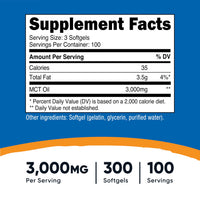 Thumbnail for Nutricost MCT Oil Softgels 1000mg, 300 SFG (3,000mg Serv) - Great for Keto, Ketosis, and Ketogenic Diets