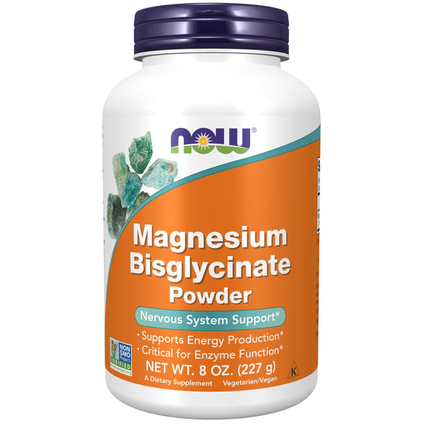 NOW Foods Supplements, Magnesium Bisglycinate Powder, Enzyme Function*, Nervous System Support*, 8-Ounce