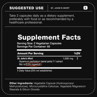 Thumbnail for 1,000mg Ultra High Strength St. John's Wort Capsules (Non-GMO) - 7X Concentrated Extract - 0.3% Hypericin - Highly Purified and Bioavailable - 120 Capsules