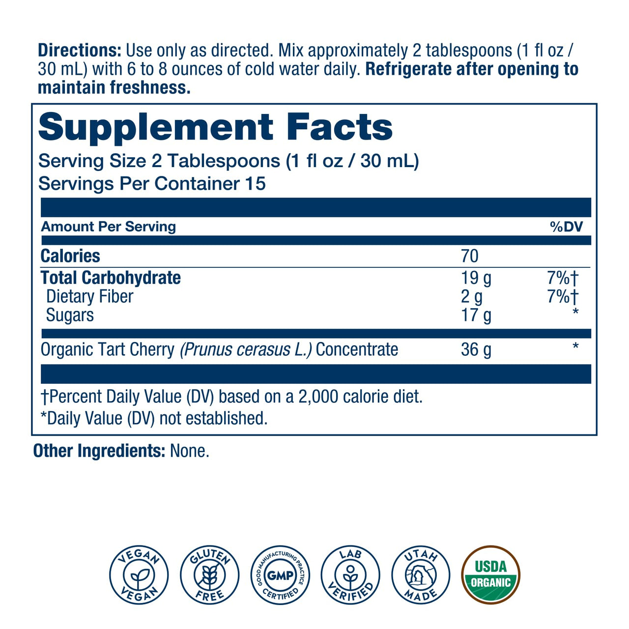 Solaray Organic Tart Cherry Juice Concentrate, 100% Juice Concentrate from Organic Tart Cherries for Overall Well-Being - Vegan, Lab Verified, 60-Day Guarantee, 15 Servings, 16 fl oz