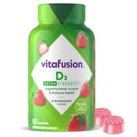 Thumbnail for vitafusion Extra Strength Vitamin D3 Gummy, Strawberry Flavored Bone and Immune System Support (1) 120 Count
