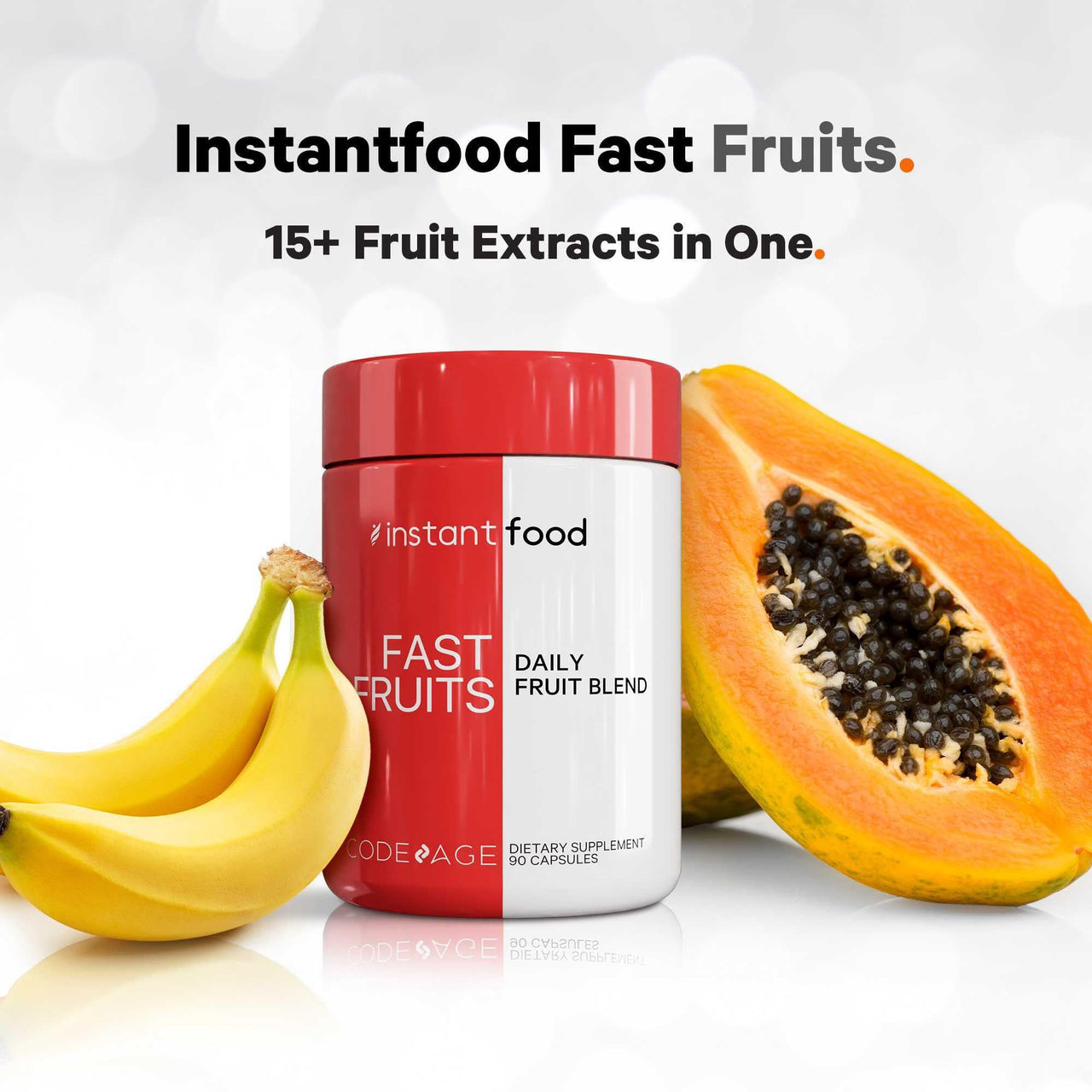 Codeage Instantfood Fast Fruits, Over 15 Fruits Powders Equivalent All-in-One, Vegan Daily Whole Food Vitamins - Berries, Antioxidant Polyphenols & Bioflavonoid Multivitamin, Non-GMO, 90 Capsules