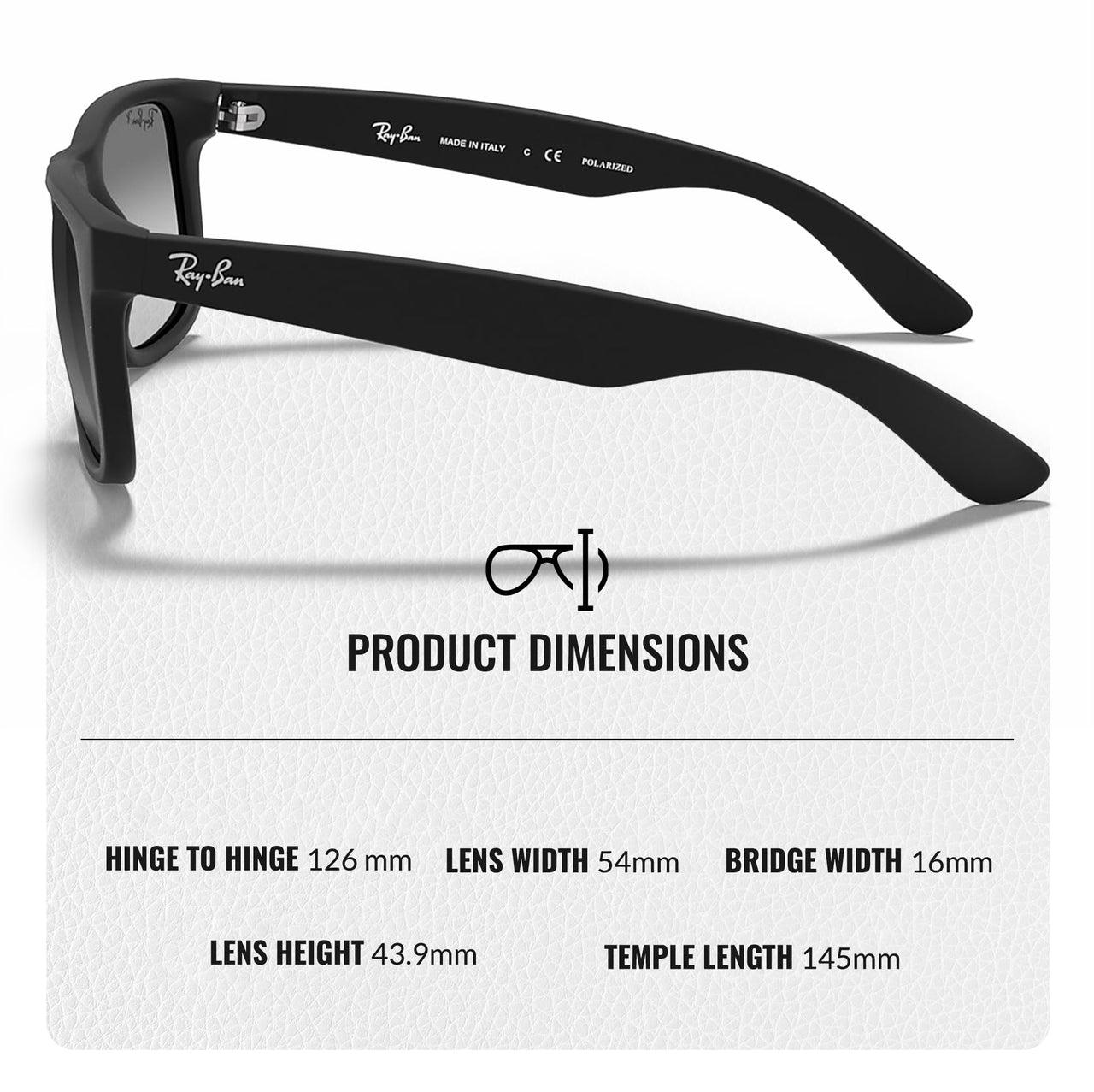 Ray-Ban RB4165 JUSTIN Classic Polarized Square Shape Sunglasses With Eyewear Kit Bundle - High Bridge Fit - Ideal Formal and Casual Wear Square Sunglasses