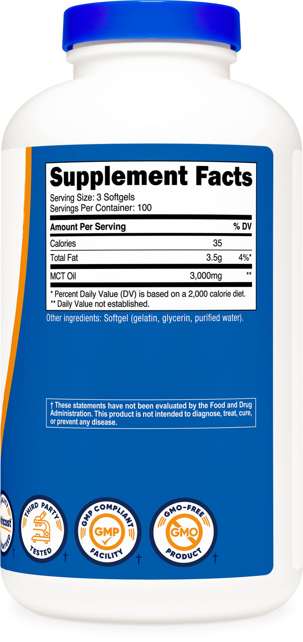 Nutricost MCT Oil Softgels 1000mg, 300 SFG (3,000mg Serv) - Great for Keto, Ketosis, and Ketogenic Diets