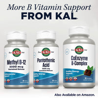Thumbnail for KAL Pantothenic Acid 1000mg, Sustained Release Vitamin B5 - Energy Supplements - Supports Metabolism of Carbs, Fat and Protein, Hair and Skin Health, Vegan, 60-Day Guarantee, 50 Servings, 50 Tablets