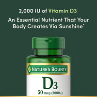 Thumbnail for Nature's Bounty Vitamin D3 2000 IU, Immune and Bone Support, Vitamin Supplement, 1 Per day, 240 Rapid Release Softgels
