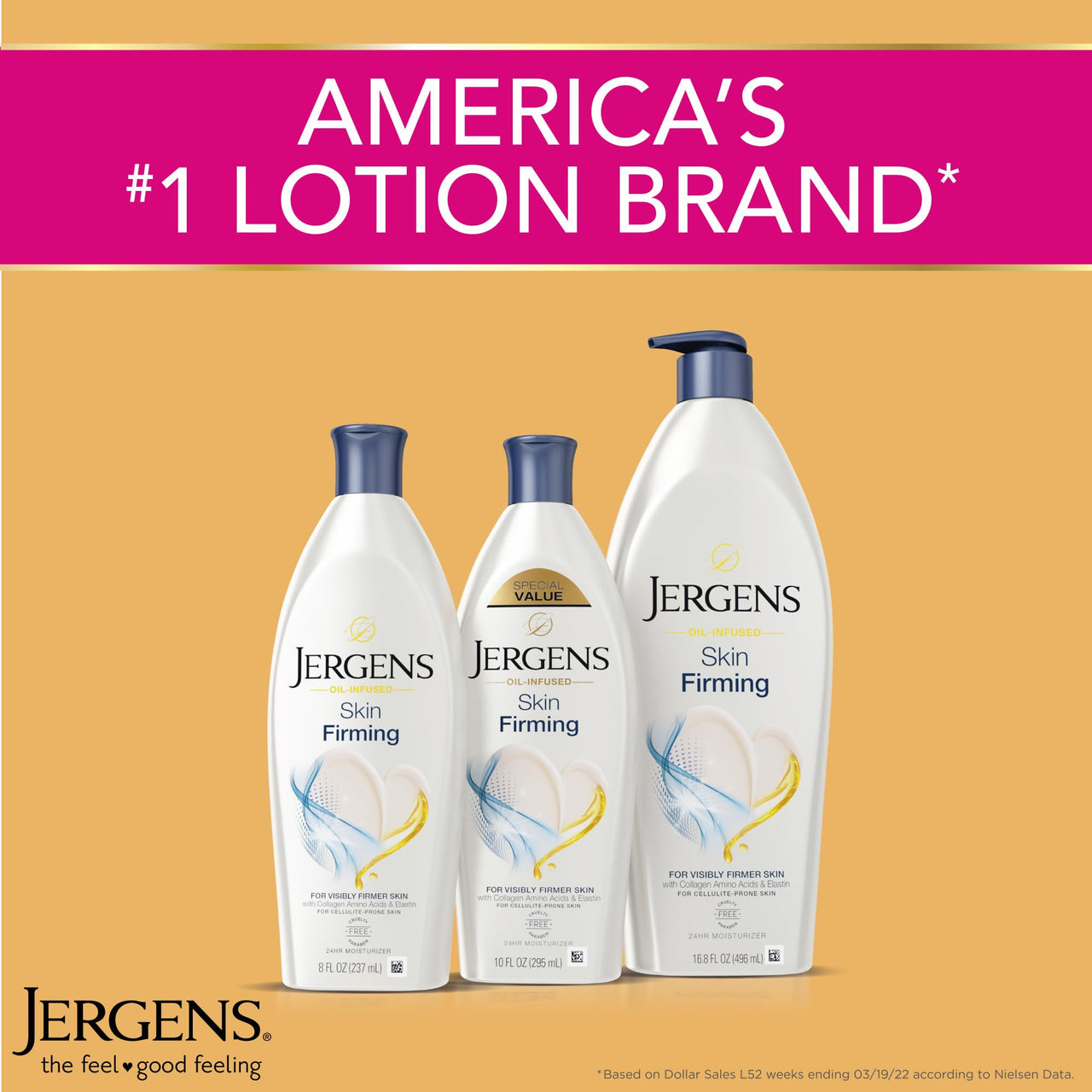Jergens Skin Firming Body Lotion for Dry to Extra Dry Skin, Skin Tightening Cream with Collagen and Elastin, Dermatologist Tested, Hydralucence Blend Formula, 16.8 Oz