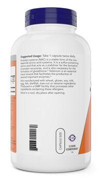 Thumbnail for Now NAC 600 mg, 400 Capsules, N-Acetyl Cysteine with Selenium
