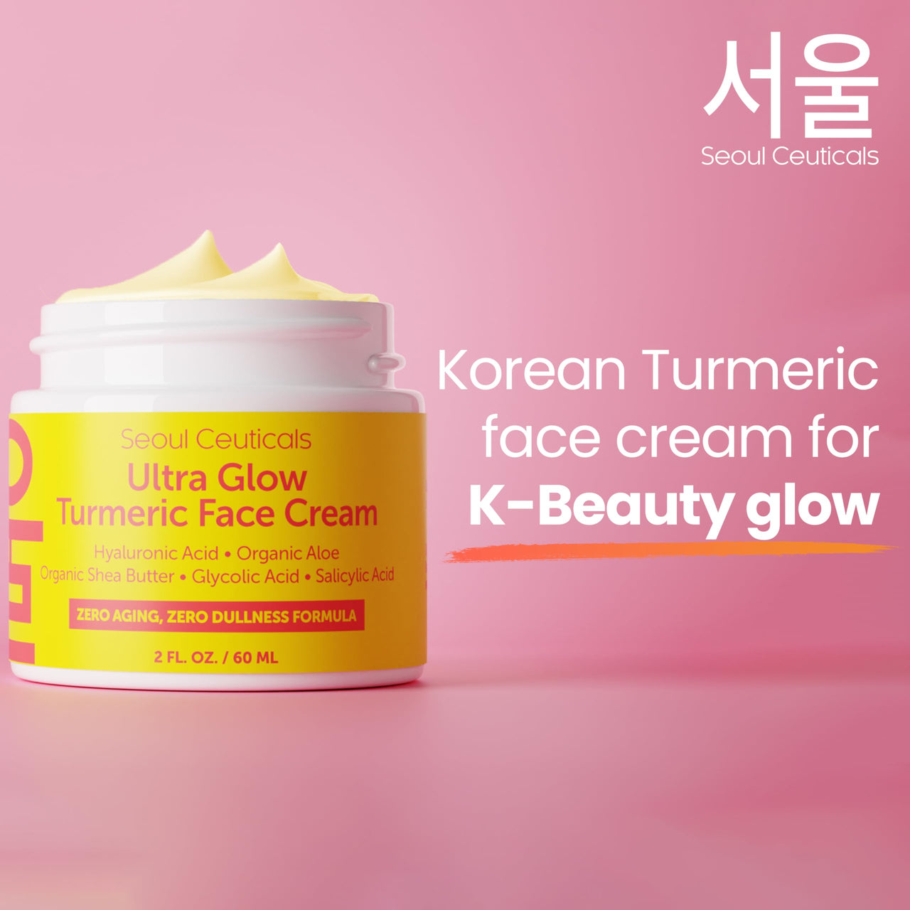 SeoulCeuticals Korean Skin Care Turmeric Cream – Face Moisturizer for Dull Dry Skin - Korean Skincare K Beauty for Glass Skin 2oz