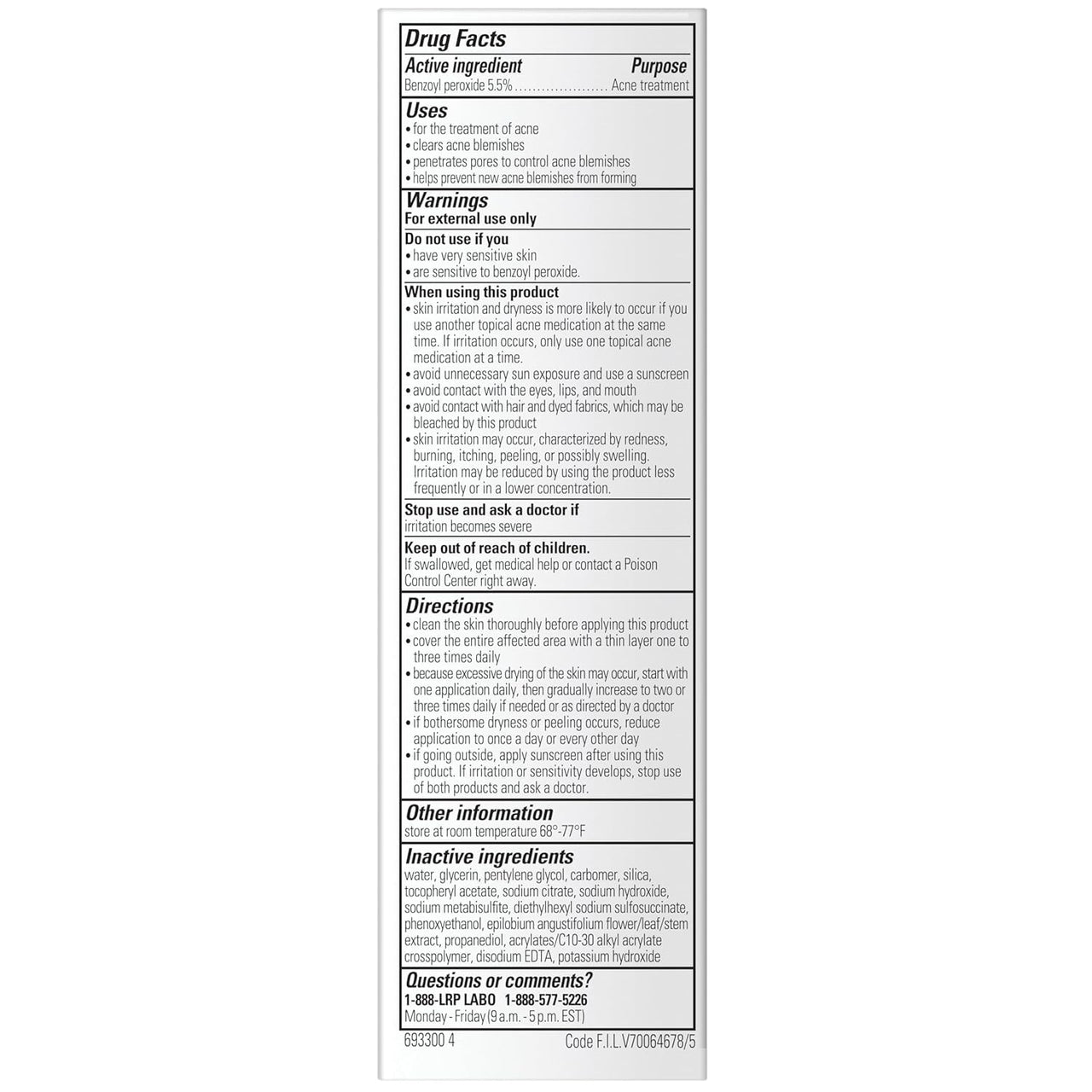 La Roche-Posay Effaclar BPO Multi-Target Acne Treatment with 5.5% Micronized Benzoyl Peroxide, Acne Cream for Face, Targets Oily Skin, Blackheads & Prevents Pimples, Dermatologist Recommended, 20ml