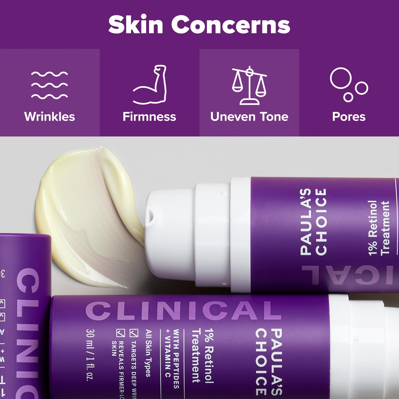 Paula's Choice CLINICAL 1% Retinol Face Treatment with Peptides, Vitamin C & Licorice Extract, Anti-Aging Skin Care Serum, Fine Lines & Wrinkles, Fragrance Free, 1 Fl Oz