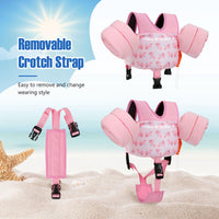 Thumbnail for MoKo Toddler Swim Vest for Kids, Swim Arm Floaties 15-30 lbs Cartoon Swimming Water Wings with Crotch Strap, Pool Float Vests Sleeves Shoulder Straps Arm Band for Children, Pink Whale