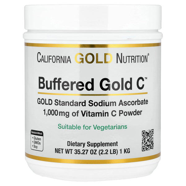 California Gold Nutrition Buffered Gold C™, Non-Acidic Vitamin C Powder, Sodium Ascorbate, 2.2 lb (1 kg)