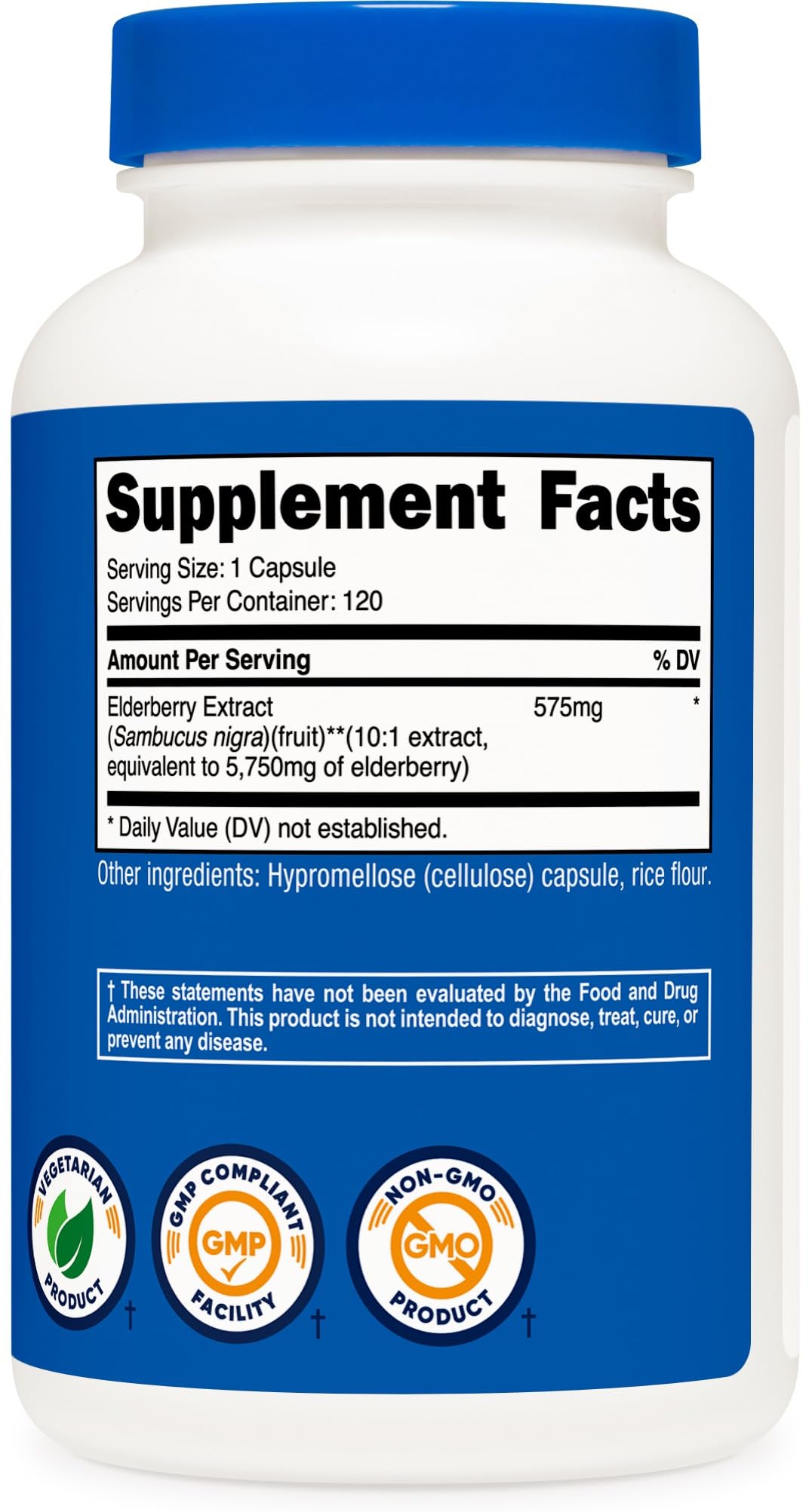 Nutricost Elderberry Capsules 575mg (120 Capsules) - Black Elderberry, Vegetarian, Gluten Free and Non-GMO Supplement
