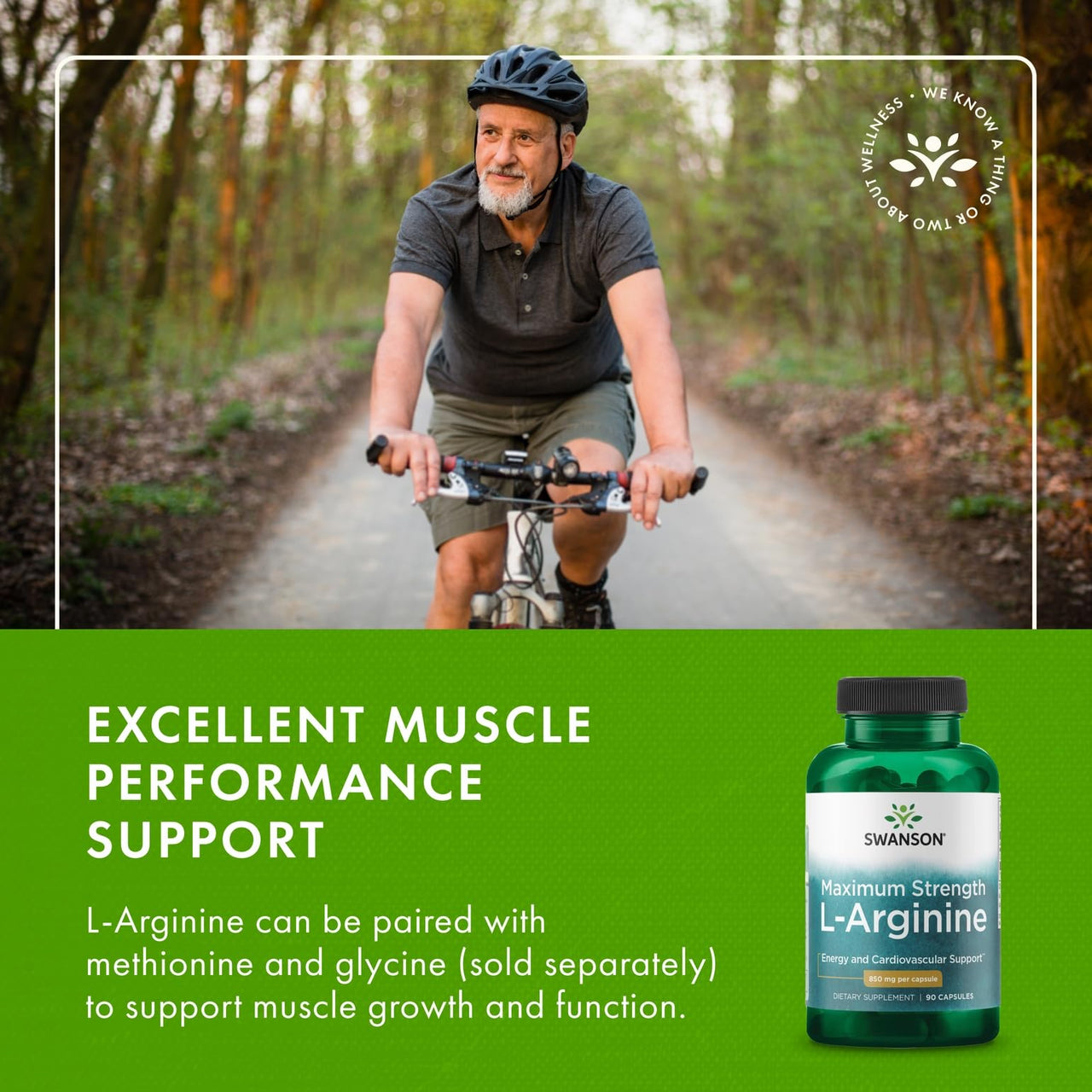 Swanson Amino Acid Super-Strength L-Arginine 850 Milligrams 90 Capsules