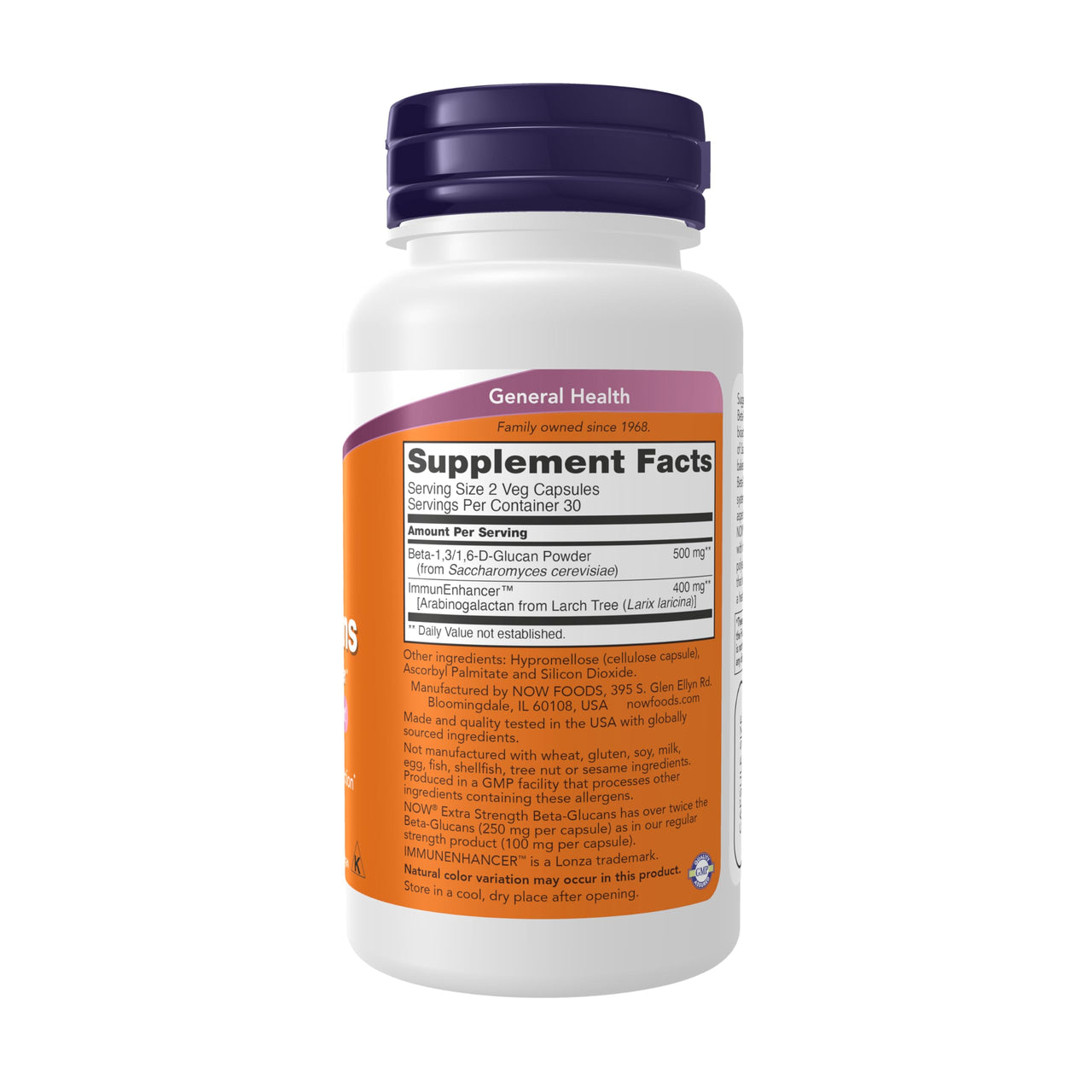 NOW Foods Supplements, Beta-Glucans with ImmunEnhancer™ with Larch Arabinogalactan, Extra Strength, 60 Veg Capsules