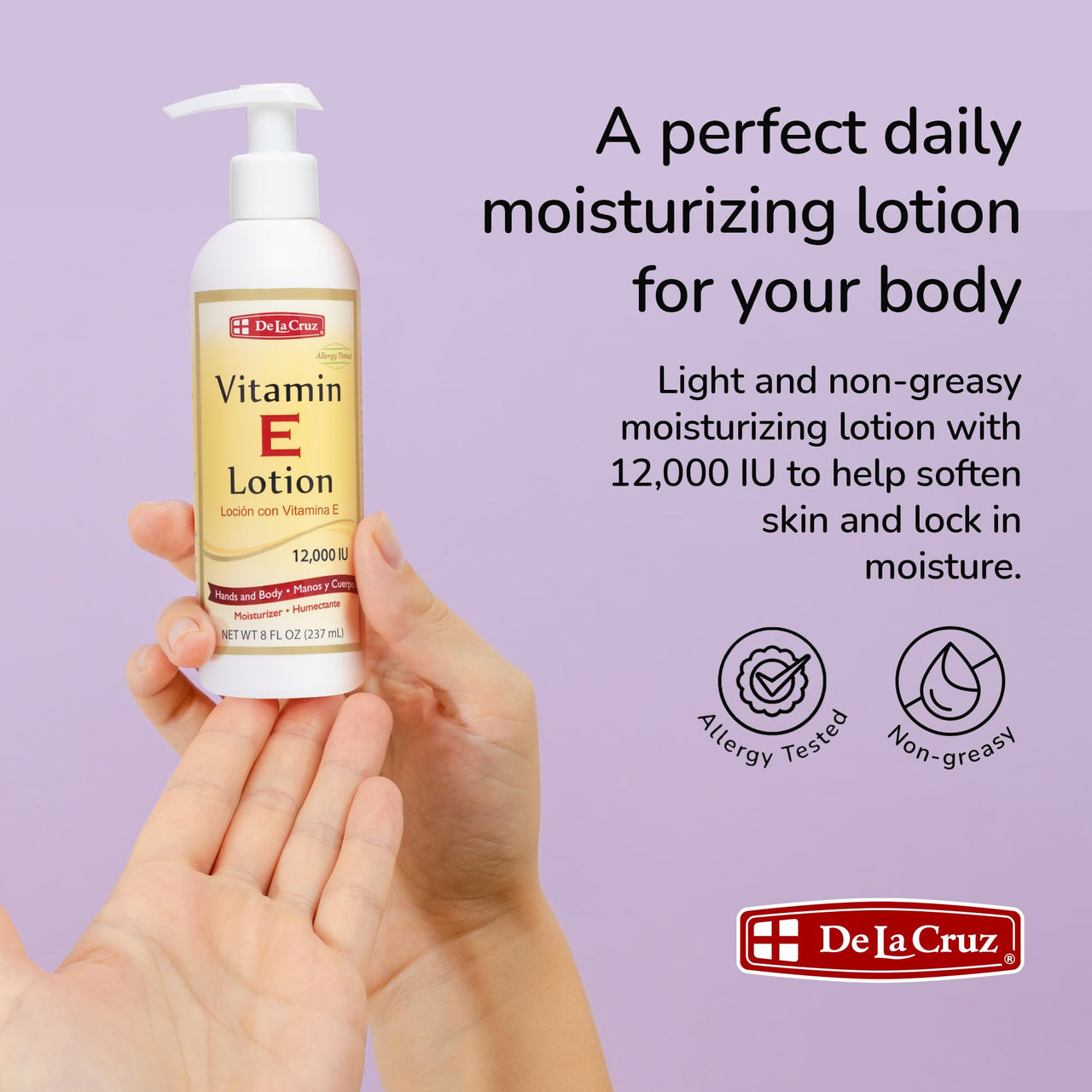 De La Cruz - Vitamin E Cream, Lotion and Oil Bundle - Moisturizer for All Skin Types