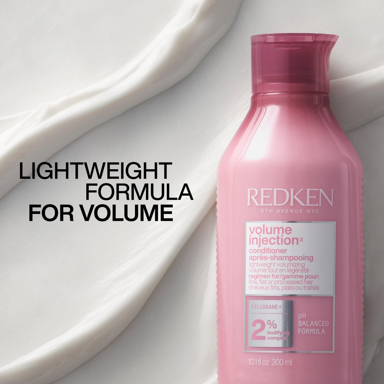 Redken Volume Injection Conditioner, Lightweight Volume Conditioner For Fine Hair, Detangles and Adds Volume & Body to Flat Hair, Soft, Shiny Finish, Paraben Free, 10.1 fl Oz