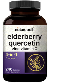 Thumbnail for NatureBell Elderberry Quercetin 4-in-1 with Vitamin C & Zinc, 240 Capsules | Traditional Herbal Supplement | 500mg Sambucus Nigra, 500mg Quercetin, 250mg Vitamin C, 50mg Zinc Picolinate per Serving