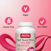 Thumbnail for Jarrow Formulas Red Yeast Rice 1200 mg & CoQ10 100 mg Per Serving - 120 Veggie Caps, 60 Servings - Herbal Heart Health Dietary Supplement - Supports Cardiovascular & Cellular Health - Vegan