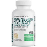 Thumbnail for Bronson Magnesium Glycinate 200 MG per Serving Chelated for High Absorption, Gentle On Stomach, Non-GMO, 60 Vegetarian Capsules