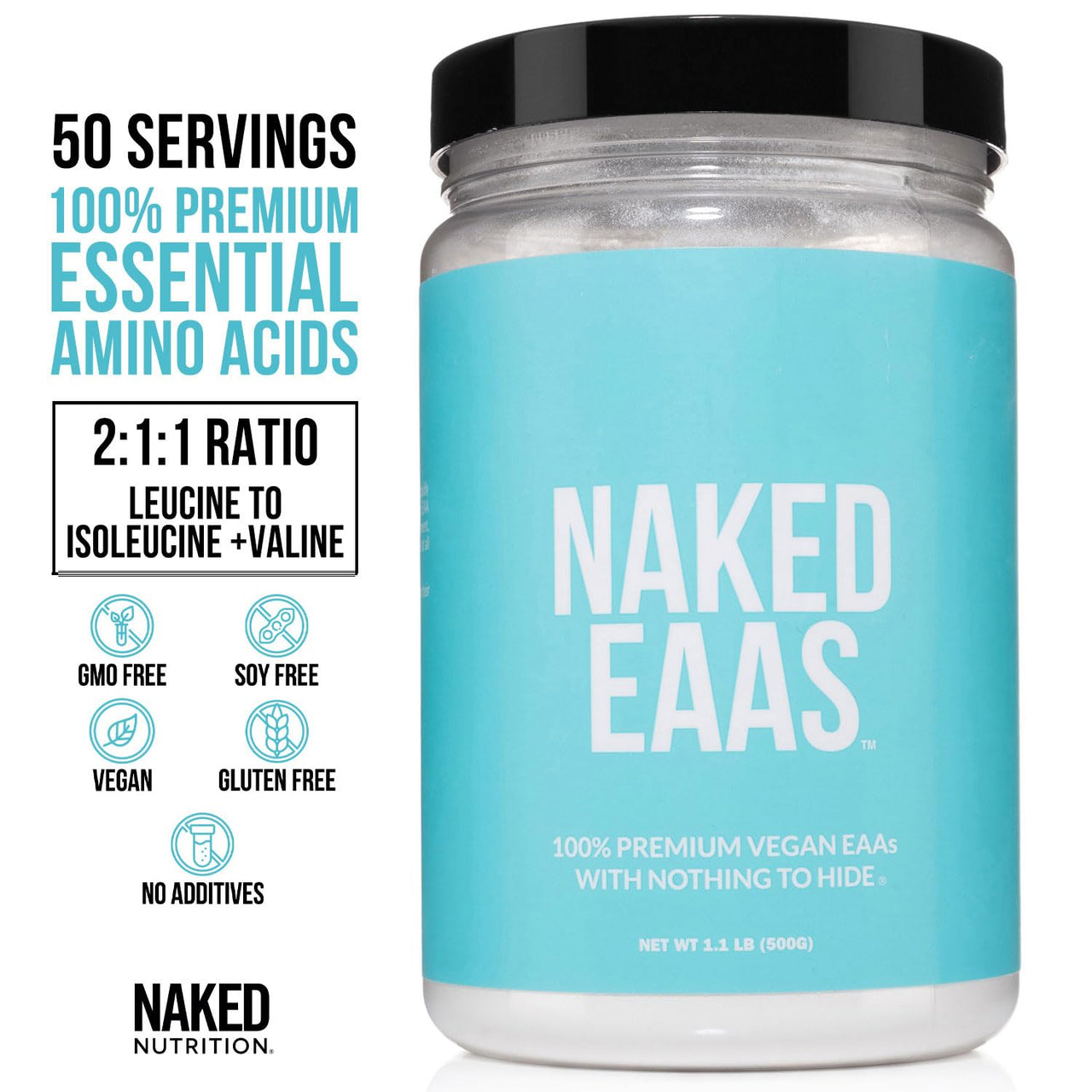 NAKED Whey Isolate Protein Powder (28 Servings) EAAs Amino Acids Powder 500g (50 Servings) – Grass-Fed; Zero Carb; Unflavored; Non-GMO; Gluten Free; Vegan