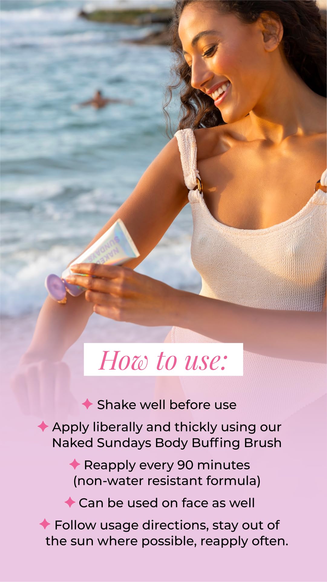 Naked Sundays SPF50 Golden Glow Body Sunscreen – Broad Spectrum UVA/UVB Protection, Glowy & Shimmering, Fragrance-Free, Firming, Non-Transfer SPF Lotion – 100ml